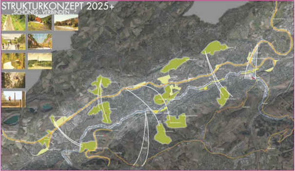 Grafik zum Strukturkonzept stellt Karte von Wuppertal dar