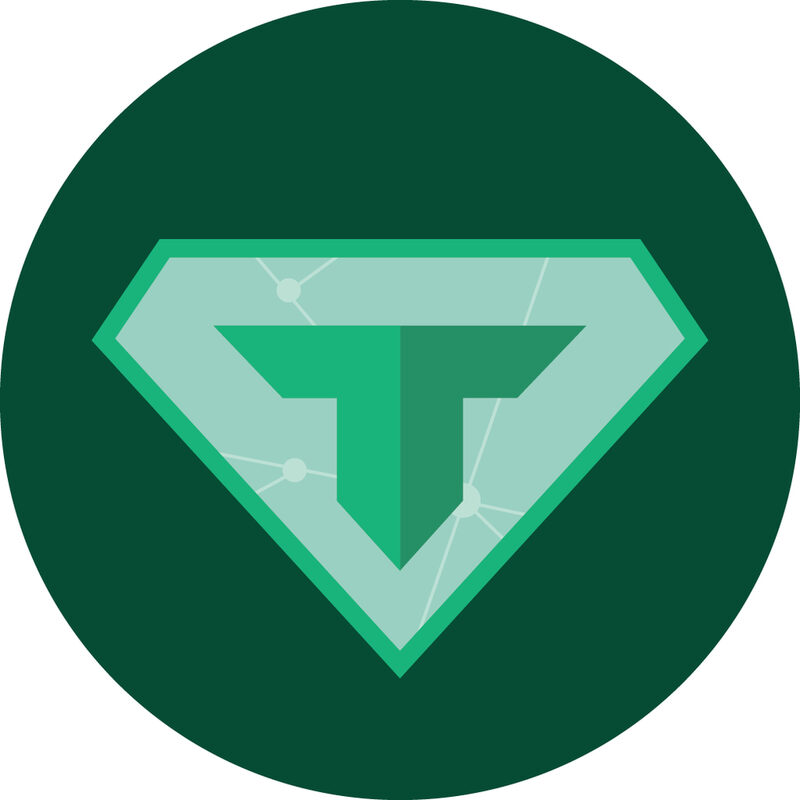 Icon Superhelden Aufkleber mit grünem T vor grünem Hintergrund
