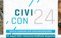 Civitas Logo und Bild der Stadthalle